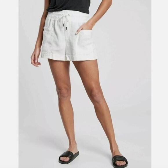 NEW Athleta Cabo Linen Pull On Drawstring Shorts Sz 14 White - Picture 4 of 10